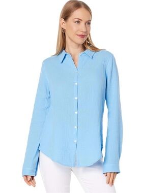 Lilly Pulitzer Geanie Button Down Shirt Frenchie Blue, Size L